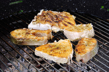 Grillen Fischsteak - grilling steak from fish 04