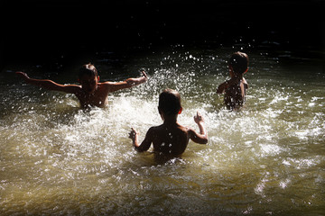 Children swimming and having fun