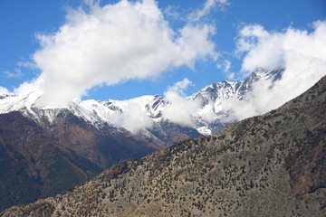 Himalaya and Cloud and Blue Sky