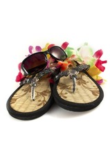 Hawaiian lei, thongs and sunglasses
