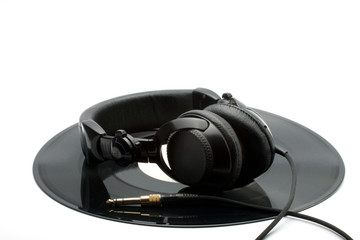 Vinyl and dj headphones