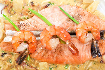 Salmon fish and seafood