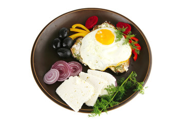 egg served on dark dish