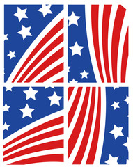 Obraz premium Vector American Flag Set