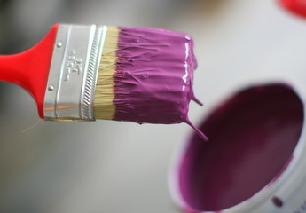 pinceau violet dans un pot