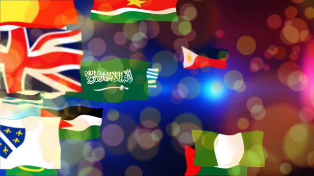Flags of the world flying, loop