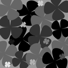 black and white four leaf clover background