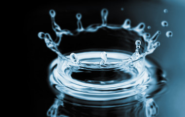 water crown isolated on black