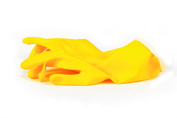 yellow rubber gloves