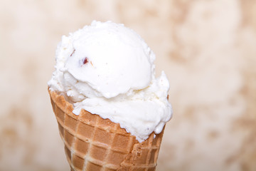 Vanilla ice cream in cone