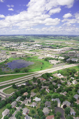 Aerial view of city suburb