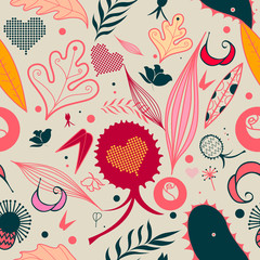 Vector Retro Floral (Seamless Pattern)