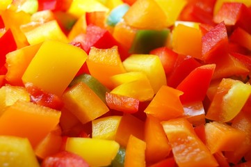 Yellow, red and green pepper