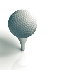golf background - ball and tee over white