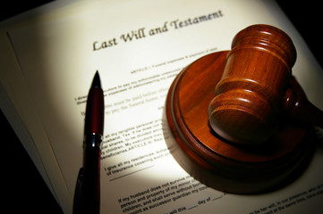 Last Will and Testament with legal gavel