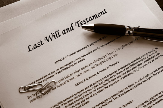 Last Will and Testament documents  with misc items