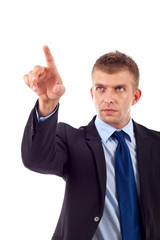 business man pressing button