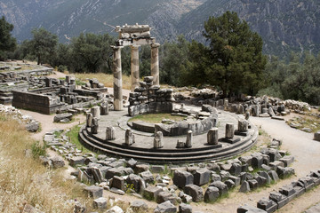 The sanctuary of Athena Pronaia in Delphi, Greece