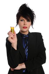 Young woman Holding Pills