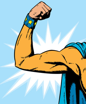 superheroine arm flexing.