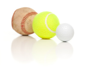 Baseball, Tennis and Golf Ball on White