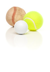 Baseball, Tennis and Golf Ball on White