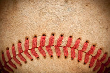 Fototapeta na wymiar Makro Szczegółowo Worn Baseball