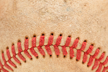 Fototapeta na wymiar Macro Detail of Worn Baseball