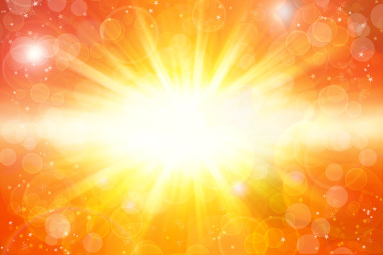 Bright abstract orange and yellow sun rays explosion background