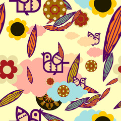 Vector Retro Floral (Seamless Pattern)