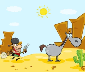  Cowboy ontsnapt naar zijn paard © HitToon.com