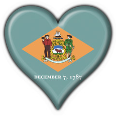 Delaware (USA State) button flag heart shape