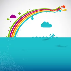 Door stickers Rainbow Rainbow over the ocean