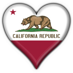 California (USA State) button flag heart shape