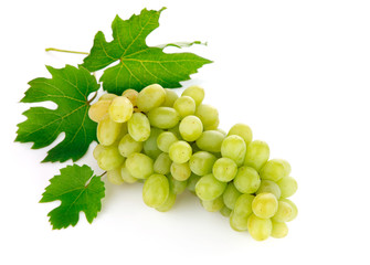 fresh grape fruits with green leaves
