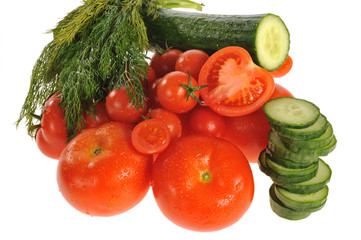 tomatoes, cucumbers and dill