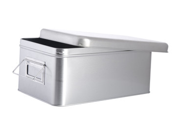open silver steel box