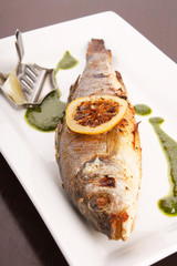 Sea Bream fish with spinach sauce