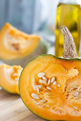 fresh pumpkin on the table