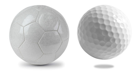 Soccer and golf balls. Isolated