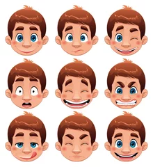 Fototapete Rund Boy Expressions. Funny cartoon and vector character. © ddraw