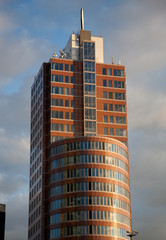 Red modern skyscraper