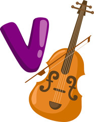 Fototapeta na wymiar alphabet V for violin