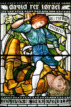 David and Goliath Stained glass Christchurch Cathedral, Oxford