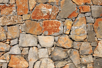 Wall of natural stones