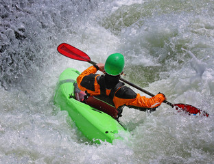 Kayak on Whitewater Rapids