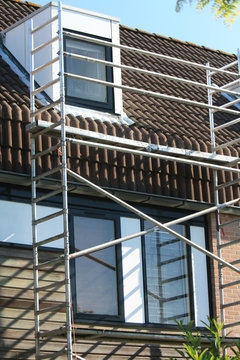 Scaffolding on a town house