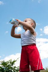 Drinking water little boy