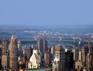 Fototapeta premium Panoramic view of New York City Skyline on a hazy summer day