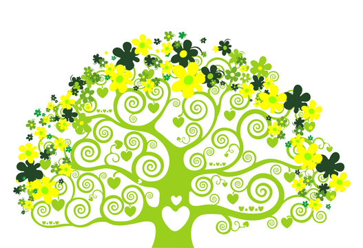 Illustration design with green tree